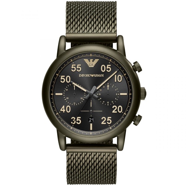 Emporio Armani Men's Sport Stainless Steel Quartz Watch with Stainless-Steel Strap, Green, 22 (Model: AR11115)